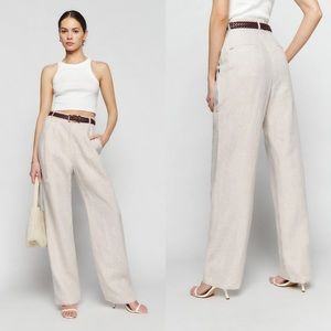 Reformation Mason Linen Pant in Oatmeal 4